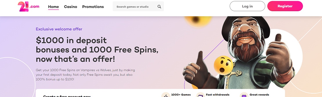 21.com Casino – Claim 10 No Deposit Free Spins on Vampires Vs Wolves