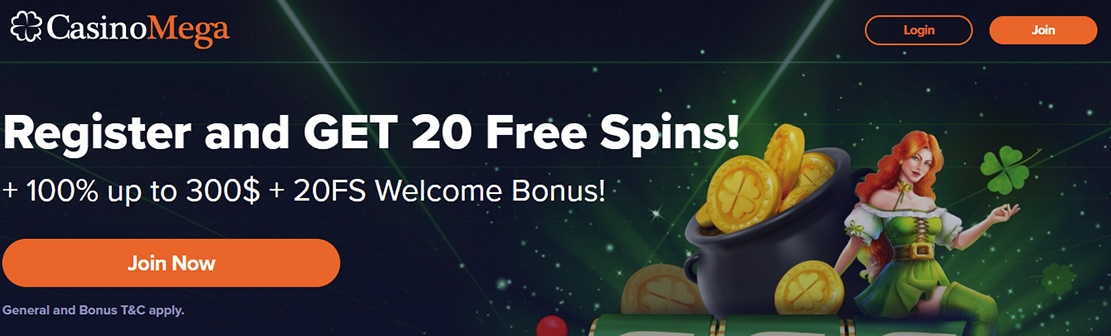 Casino Mega – Claim 20 No Deposit Free Spins on Gates of Olympus
