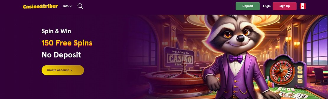 CasinoStriker – Claim 225 No Deposit Free Spins on Slots