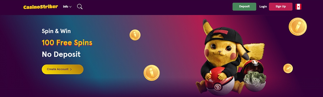 CasinoStriker – Claim 125 No Deposit Free Spins on Slots