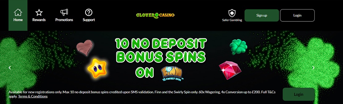 Clover Casino – Claim 10 No Deposit Free Spins on Finn and the Swirly Spin