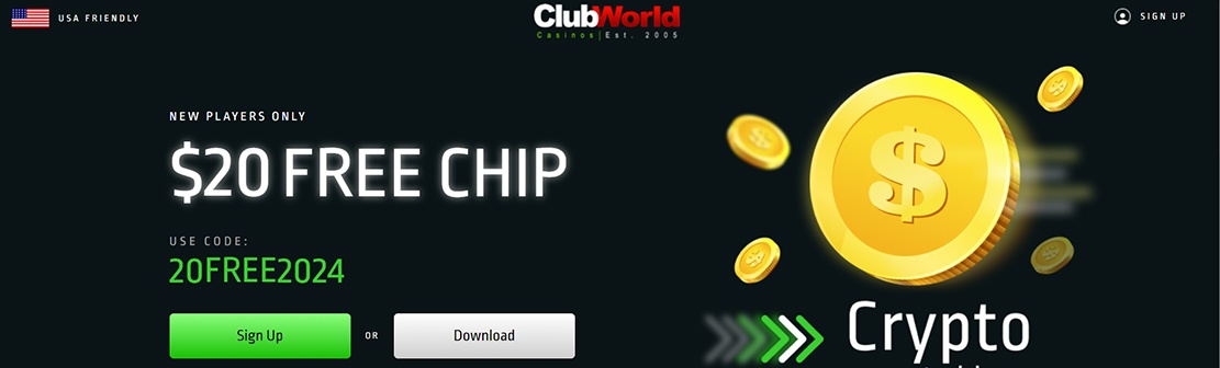Club World Casino – Claim $20 No Deposit Bonus