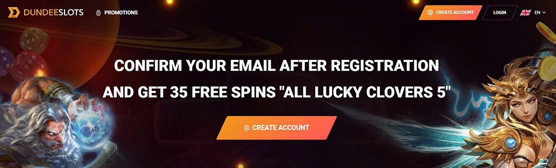 Dundeeslots Casino – Claim 35 No Deposit Free Spins on All Lucky Clovers 5
