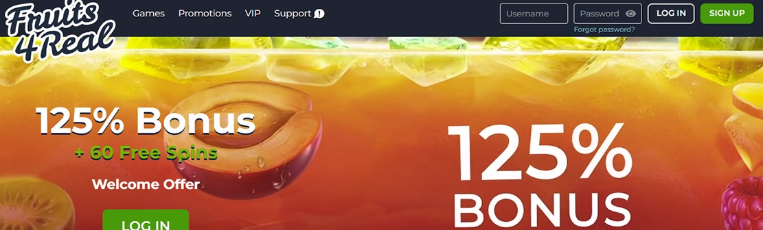 Fruits4Real Casino – Claim Up To €375 Plus 100 Free Spins on First Three Deposits