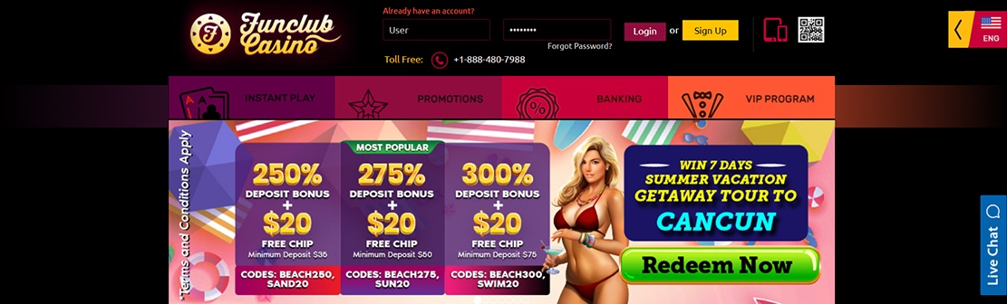 FunClub Casino – Claim $300 No Deposit Bonus