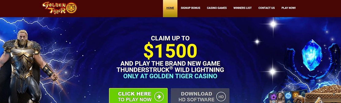 Golden Tiger Casino – Claim up to £1500 Welcome Match Bonus