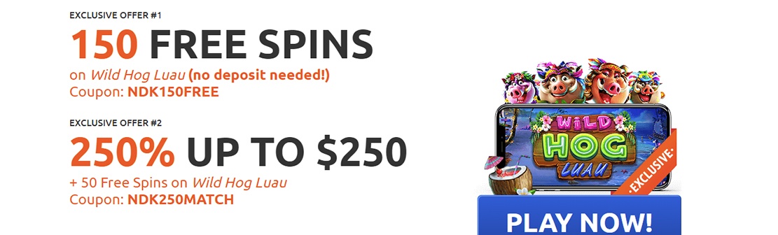 Jackpot Capital Casino – Claim 150 No Deposit Free Spins on Wild Hog Luau