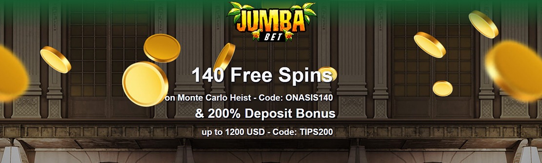 Jumba Bet Casino – Claim 140 No Deposit Free Spins on Monte Carlo Heist