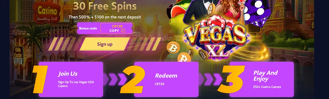 Las Vegas USA Casino – Claim 30 No Deposit Free Spins on Vegas Lux