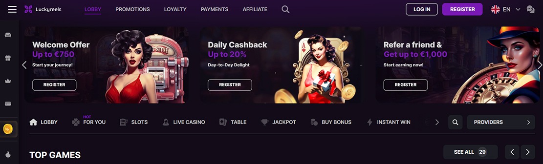 LuckyReels Casino – Claim 100% Match Bonus Up To $2000
