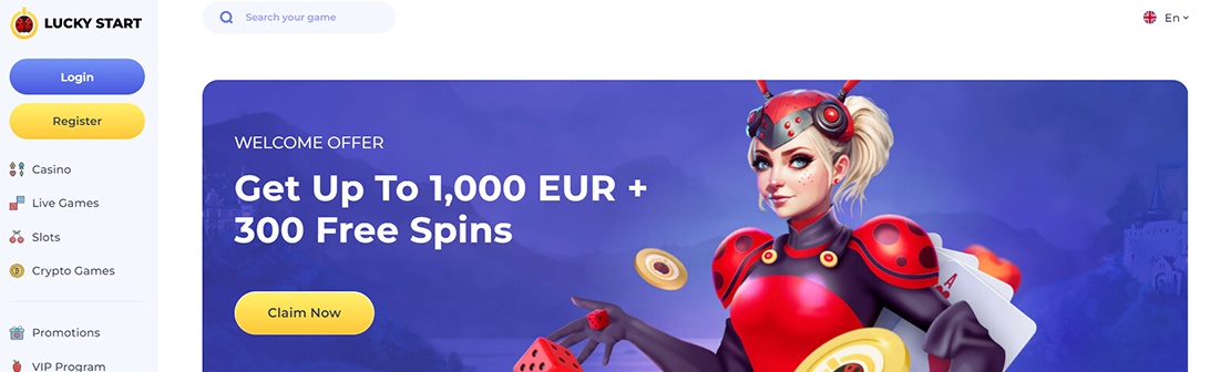 LuckyStart Casino – Claim up to €1000 Deposit Match Bonuses