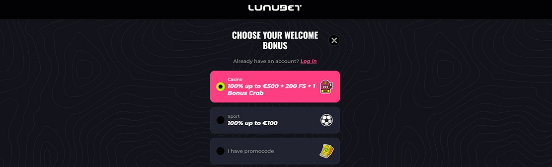 Lunubet Casino – Claim up to €500 Welcome Match Bonus