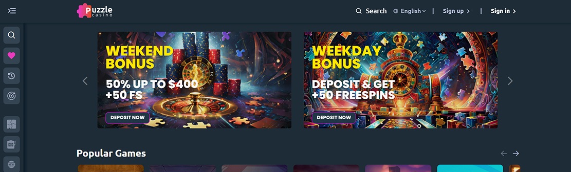 Puzzle Casino – Claim 50 No Deposit Free Spins on Sweet Bonanza