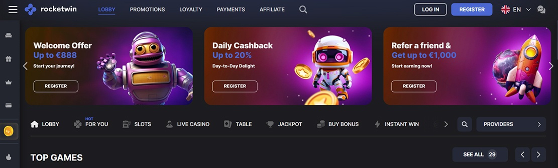 RocketWin Casino – Claim 111% Match Bonus Up To $888
