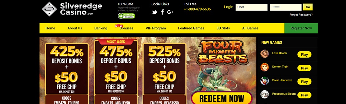 Silveredge Casino – Claim $300 No Deposit Bonus