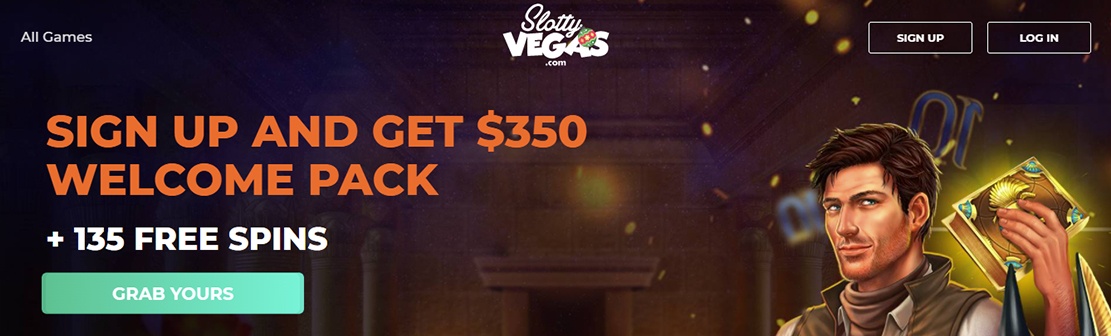 Slotty Vegas Casino – Claim Up To £350 Match Bonus and 135 Free Spins