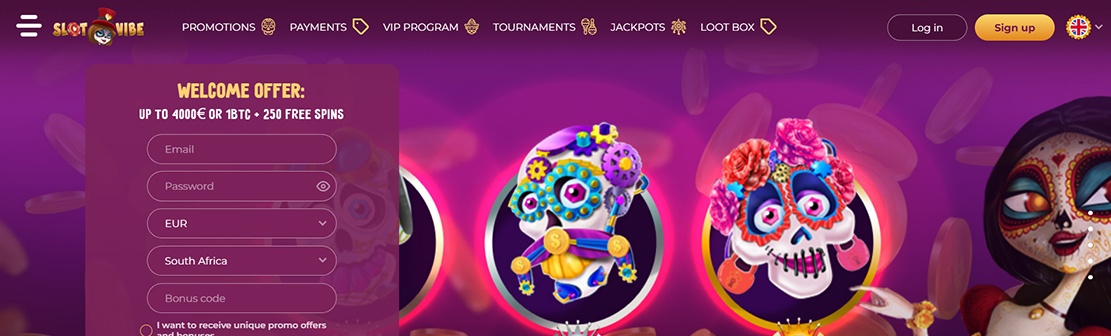 SlotVibe Casino – Claim 30 No Deposit Free Spins on Lady Muerta 