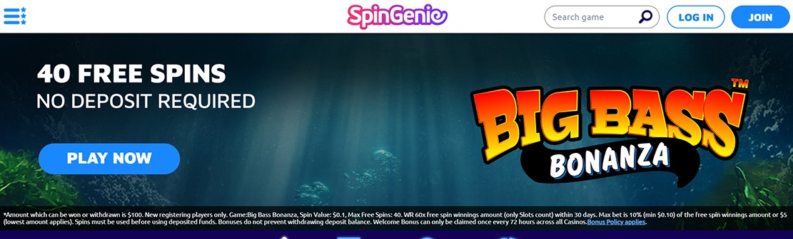 SpinGenie Casino – Claim 40 No Deposit Free Spins on Big Bass Bonanza