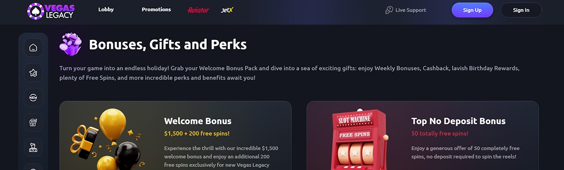Vegas Legacy Casino – Claim 50 No Deposit Free Spins on Fruit Party 2