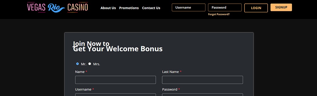 Vegas Rio Casino – Claim $1750 Welcome Match Bonus