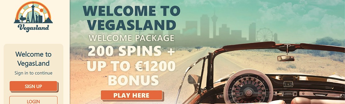 VegasLand Casino – Claim Up To €1200 Welcome Match Bonus Over Four Deposits