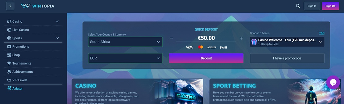 Wintopia Casino – Claim 25 No Deposit Free Spins on Valley of the Gods 2